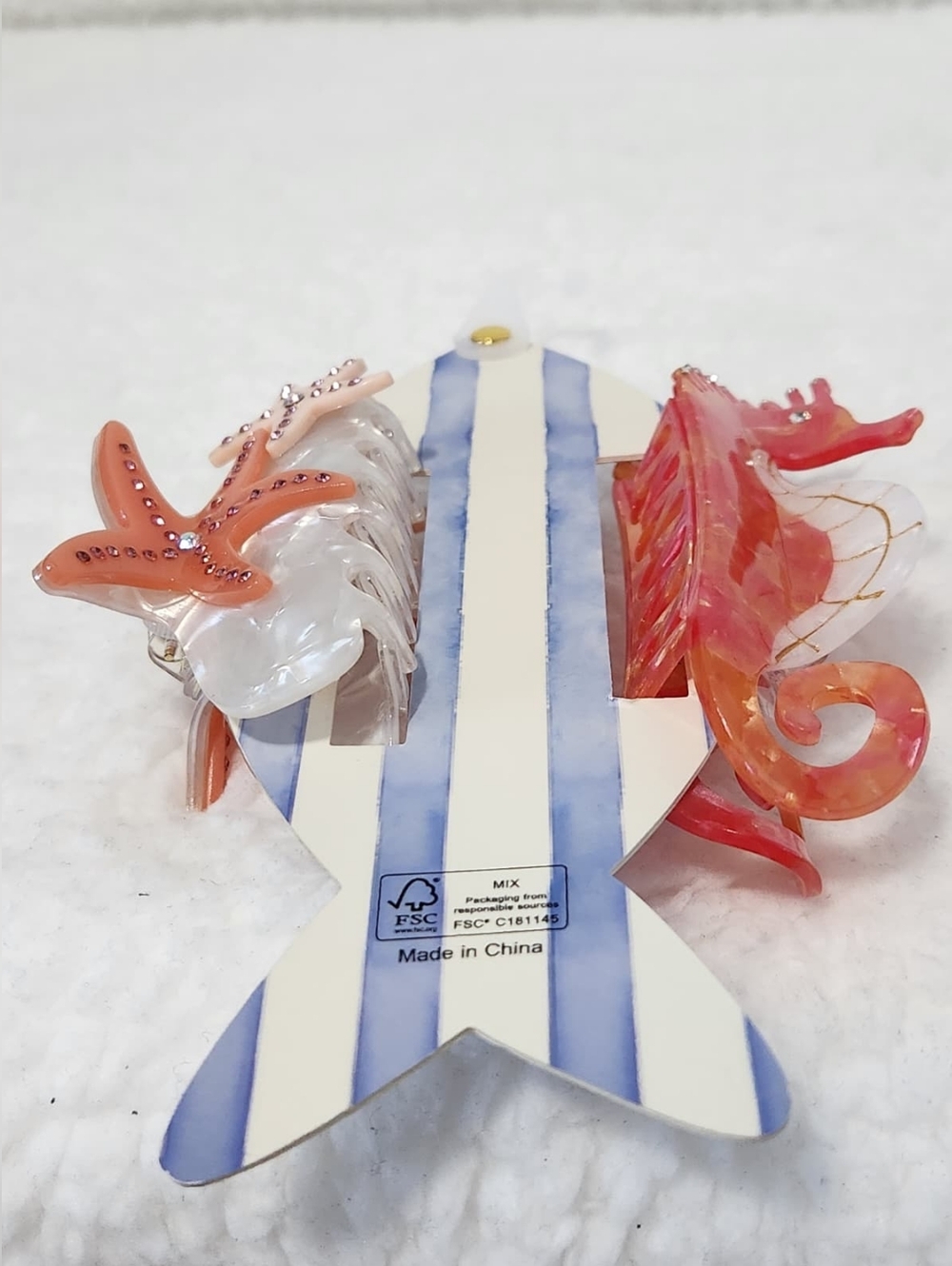 Coral & Pink Seahorse and Starfish Hair Clips - Picture 4 of 4